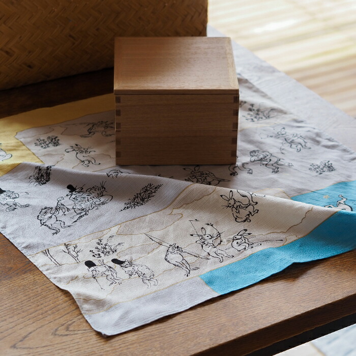 むす美　鳥獣人物戯画　絵巻　50cm　ブルーイエロー