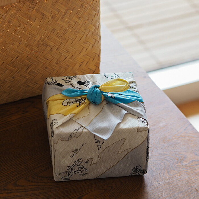 むす美　鳥獣人物戯画　絵巻　50cm　ブルーイエロー