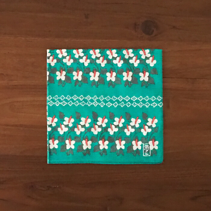 むす美　チーフ　竹久夢二　四葉とどくだみ　48cm　グリーン