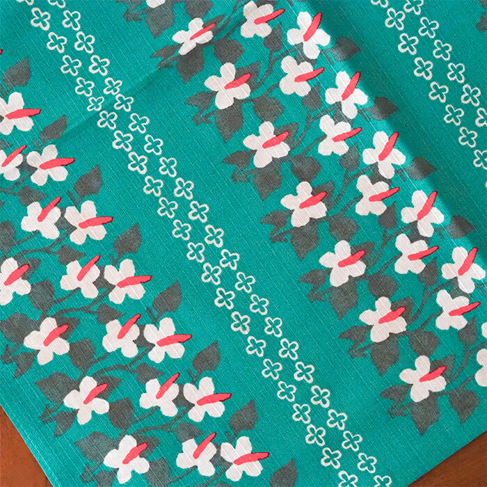 むす美　チーフ　竹久夢二　四葉とどくだみ　48cm　グリーン