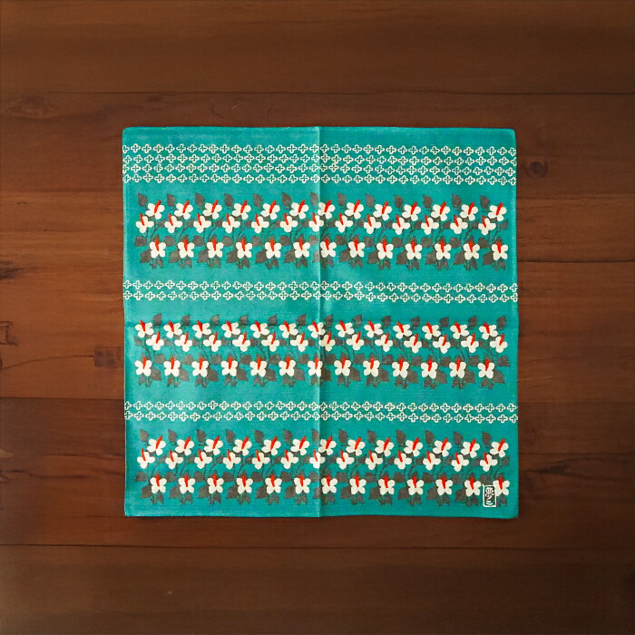 むす美　チーフ　竹久夢二　四葉とどくだみ　48cm　グリーン