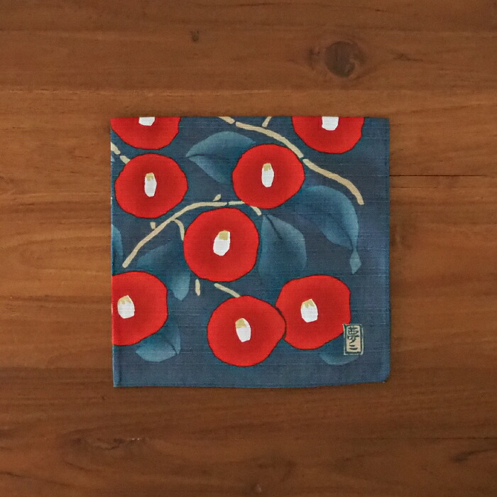 むす美　チーフ　竹久夢二　つばき　48cm　アオネズ