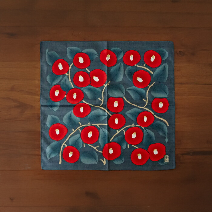 むす美　チーフ　竹久夢二　つばき　48cm　アオネズ