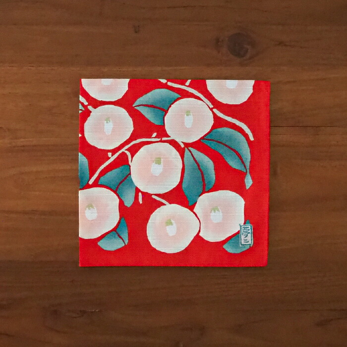 むす美　チーフ　竹久夢二　つばき　48cm　アカ