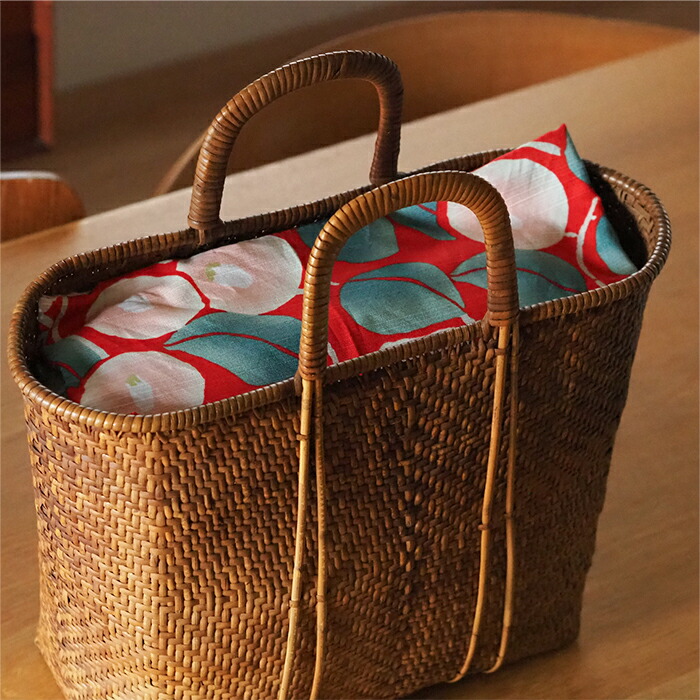 むす美　チーフ　竹久夢二　つばき　48cm　アカ