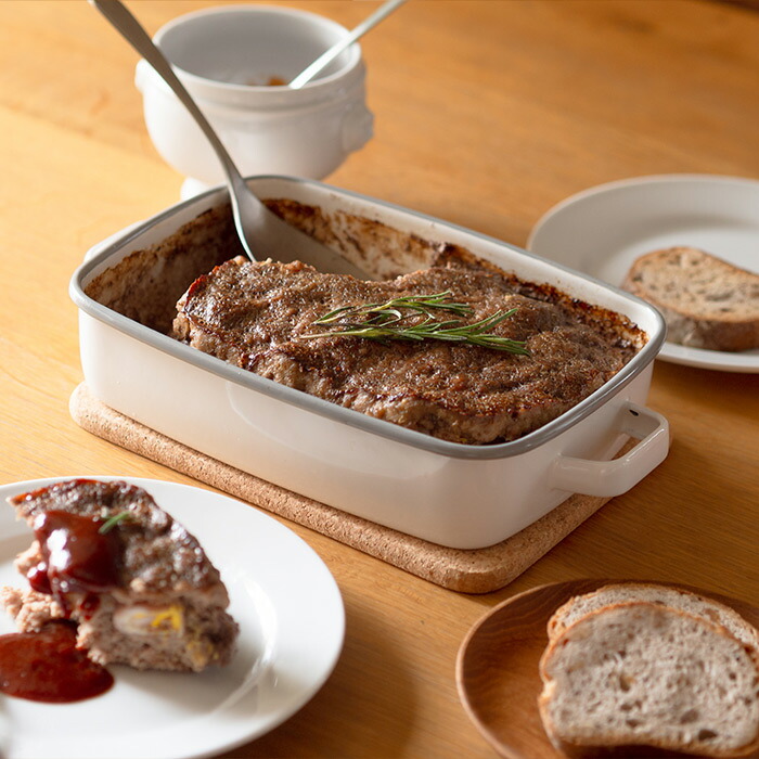 365methods　ホーローオーブンディッシュ　浅型M　ホワイト×ライトグレー