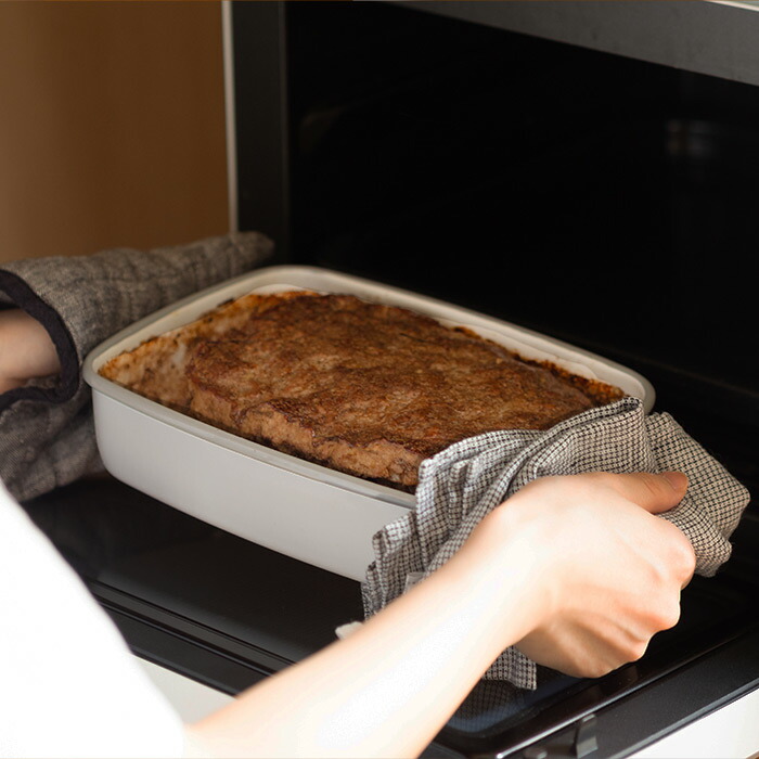 365methods　ホーローオーブンディッシュ　浅型M　ホワイト×ライトグレー