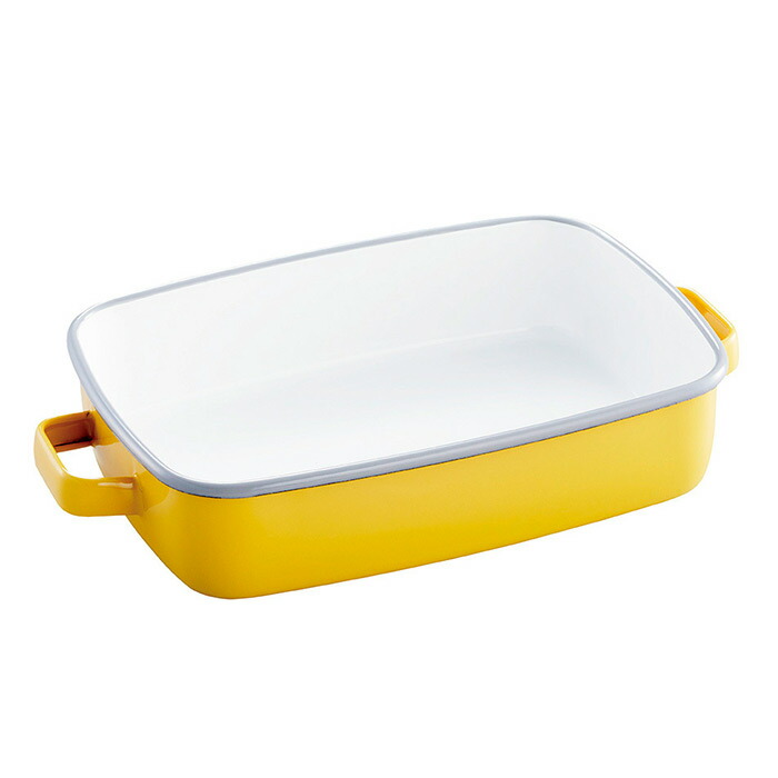 365methods　ホーローオーブンディッシュ　浅型M　イエロー×ライトグレー