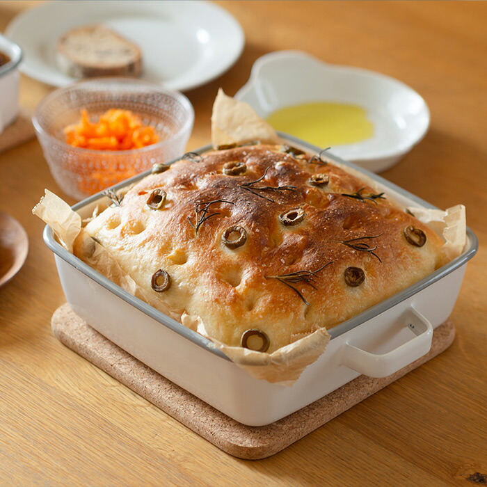 365methods　ホーローオーブンディッシュ　スクエア　ホワイト×ライトグレー