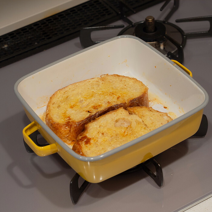 365methods　ホーローオーブンディッシュ　スクエア　イエロー×ライトグレー